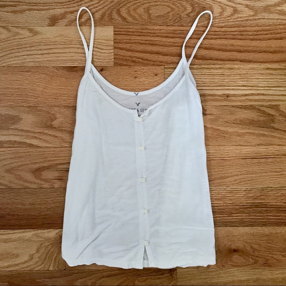 White Button Up Tank Top